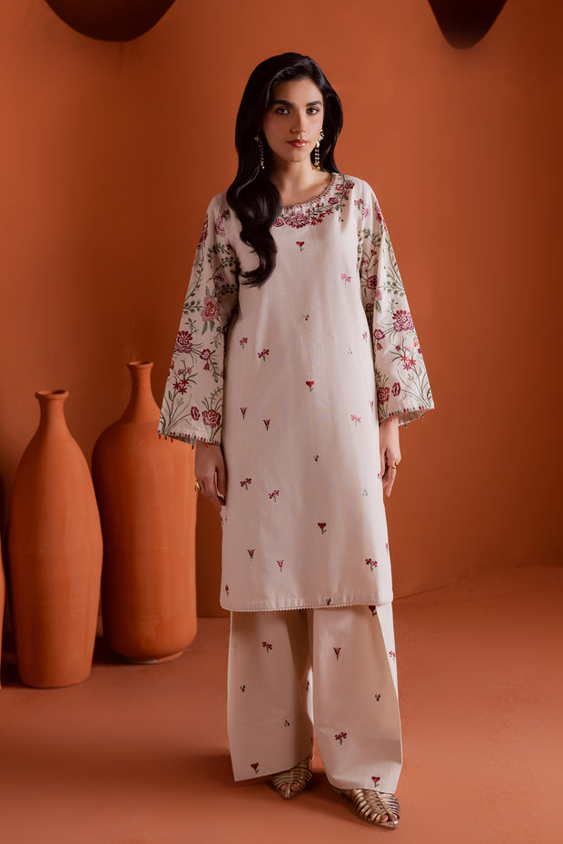 Colours 2Pc - Embroidered Khaddar Dress