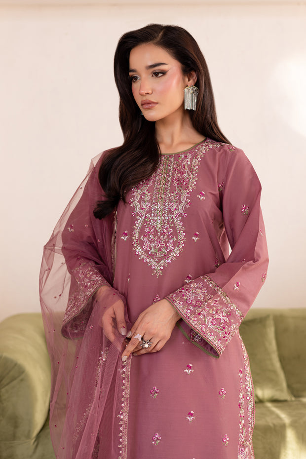 Ashlyn 3Pc - Embroidered Solid Dress