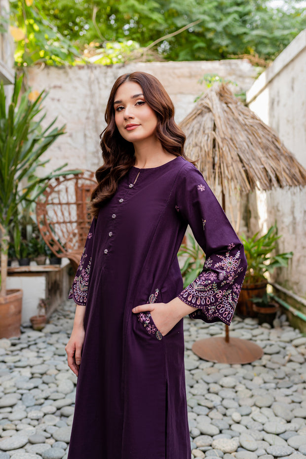 Midnight Sky 2Pc - Embroidered Khaddar Dress
