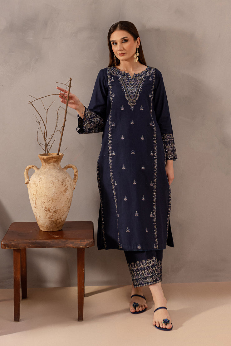 Rhea 2Pc - Embroidered Khaddar Dress