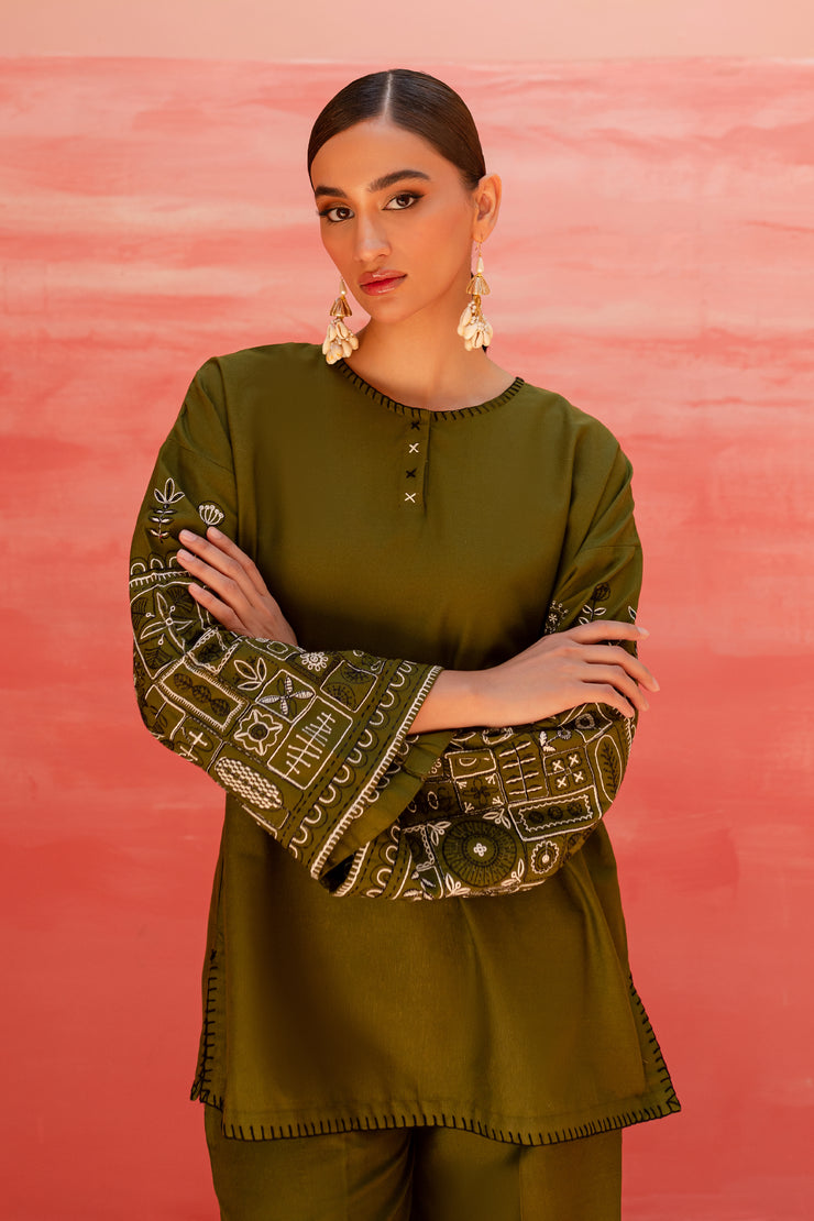 Atwood 2Pc - Embroidered Karandi Dress