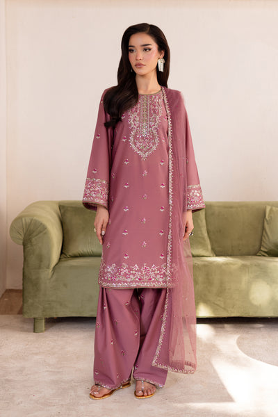 Ashlyn 3Pc - Embroidered Solid Dress
