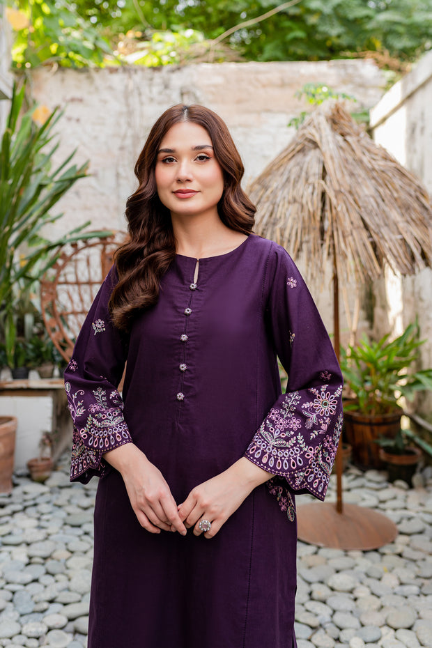 Midnight Sky 2Pc - Embroidered Khaddar Dress
