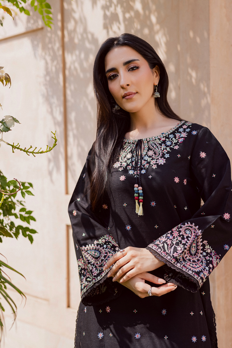 Riha 2Pc - Embroidered Khaddar Dress