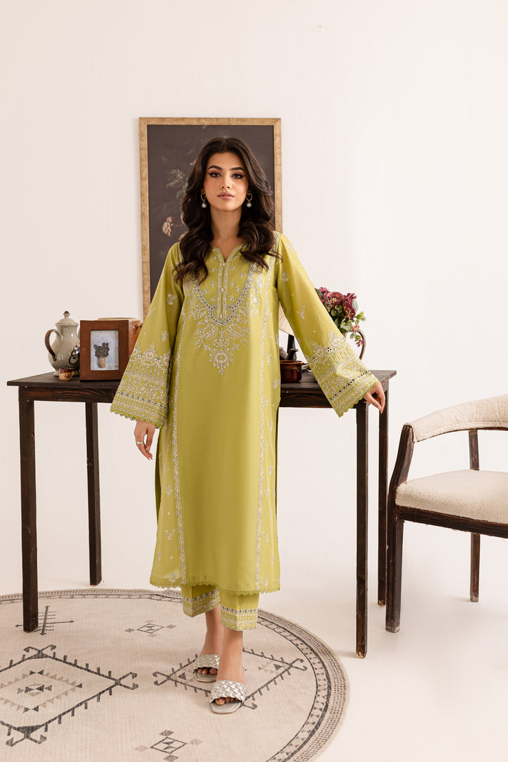 Jade Green 2Pc - Embroidered Lawn Dress