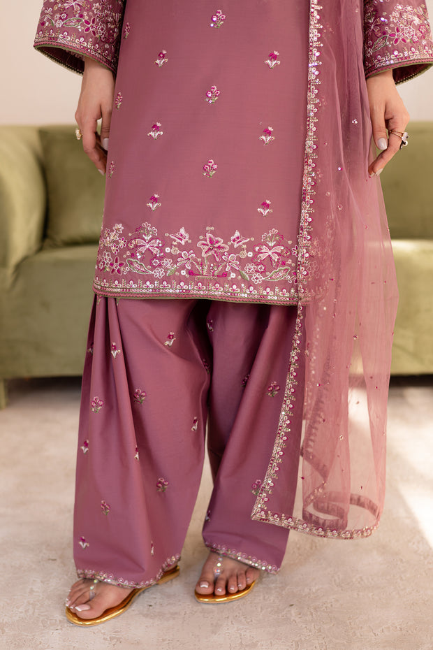 Ashlyn 3Pc - Embroidered Solid Dress