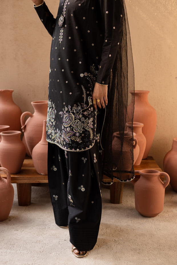 Varsha 3Pc - Embroidered Solid Dress