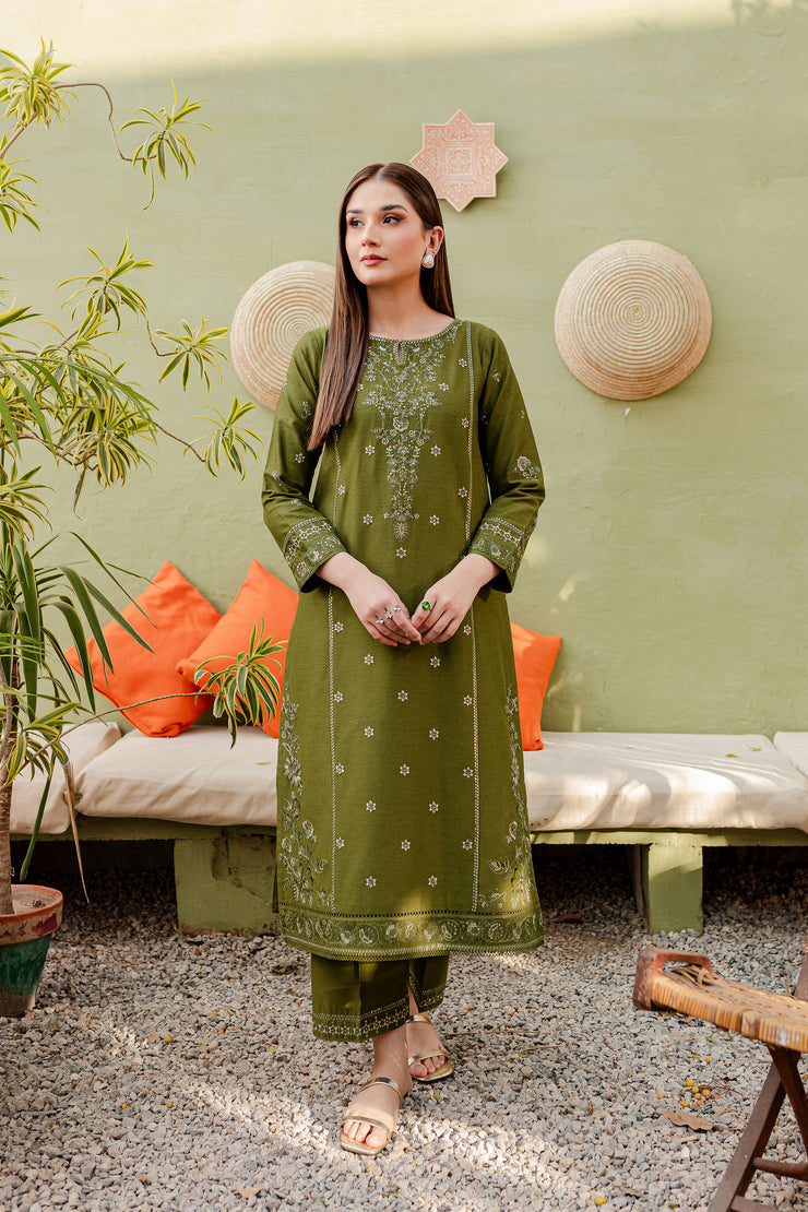 Kaymi 2Pc - Embroidered Karandi Dress