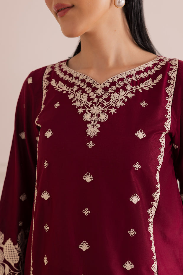 Agean Red 2Pc - Embroidered Casual Pret