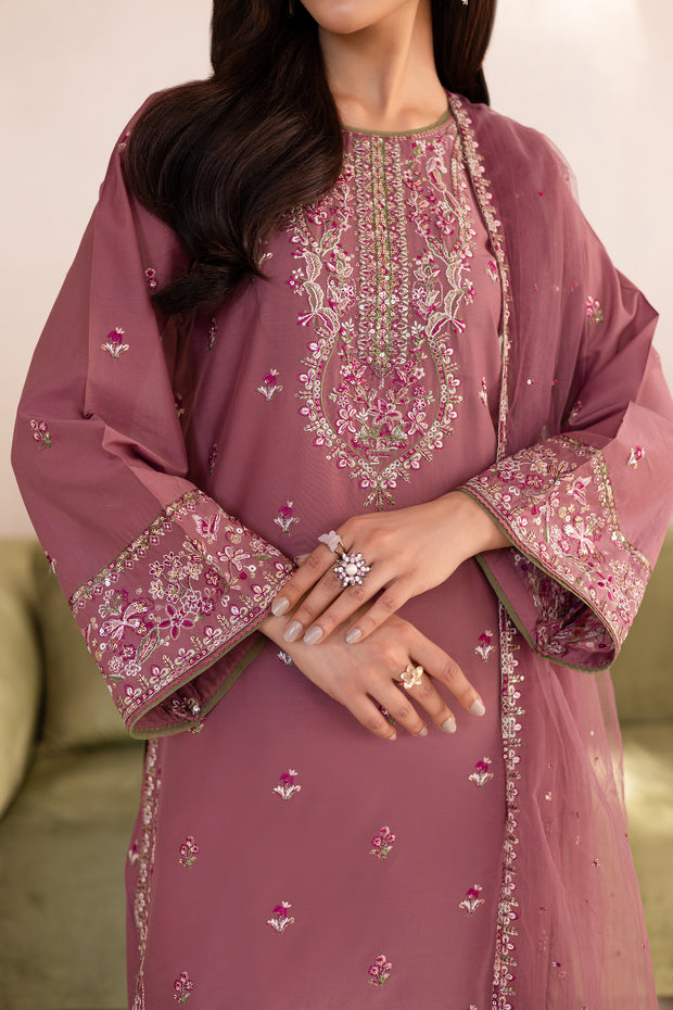 Ashlyn 3Pc - Embroidered Solid Dress