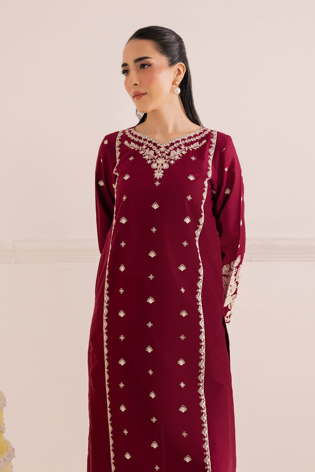 Agean Red 2Pc - Embroidered Casual Pret