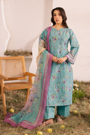 Blue Alcea 3Pc - Printed Lawn Dress