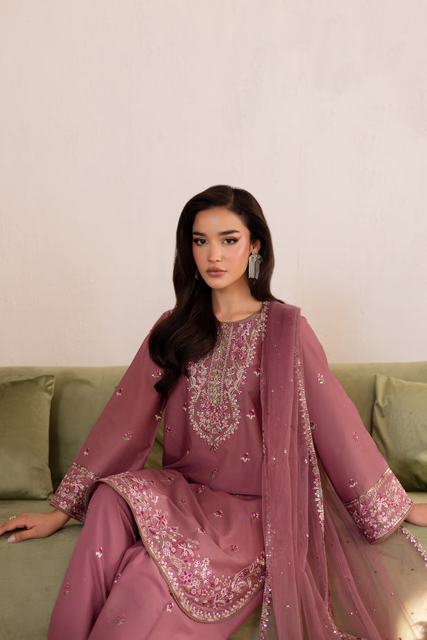 Ashlyn 3Pc - Embroidered Solid Dress