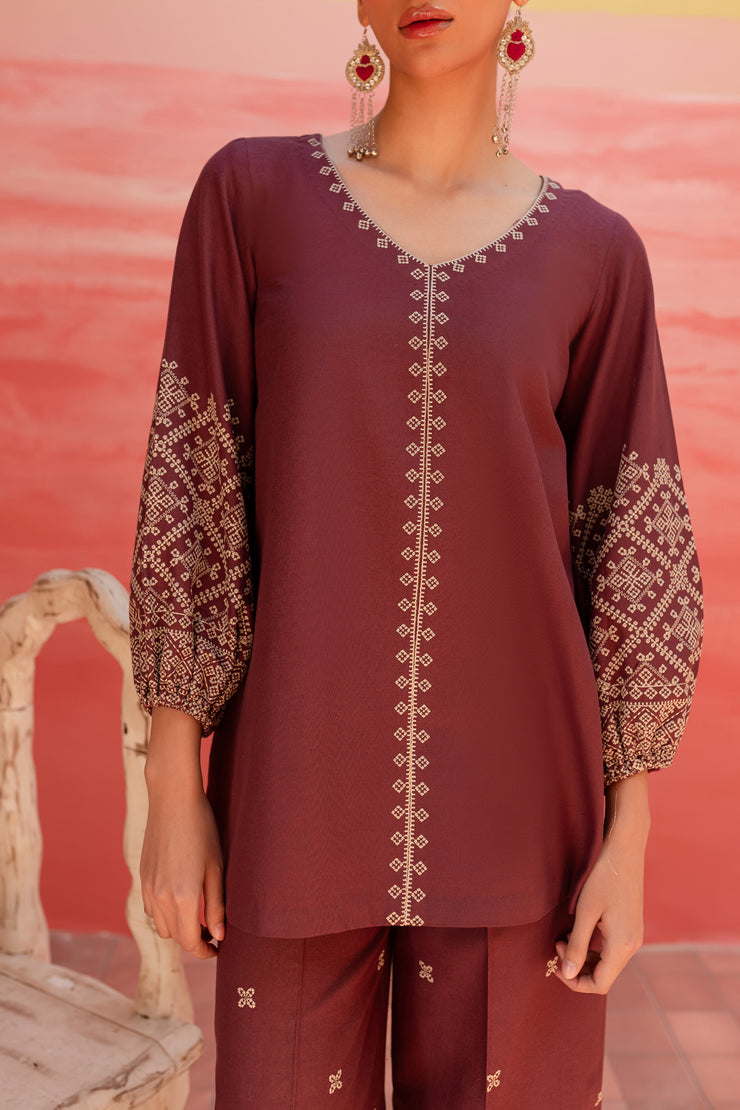 Cora Line 2Pc - Embroidered Khaddar Dress