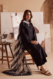 Dark Night 3Pc - Embroidered Lawn Dress