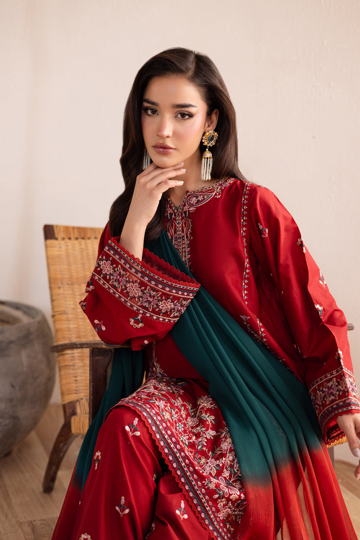 Alba 3Pc - Embroidered Solid Dress