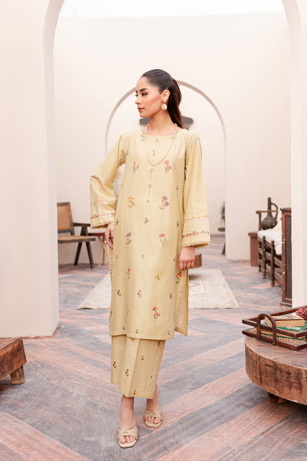 Laurel Green 2Pc - Embroidered Lawn Dress