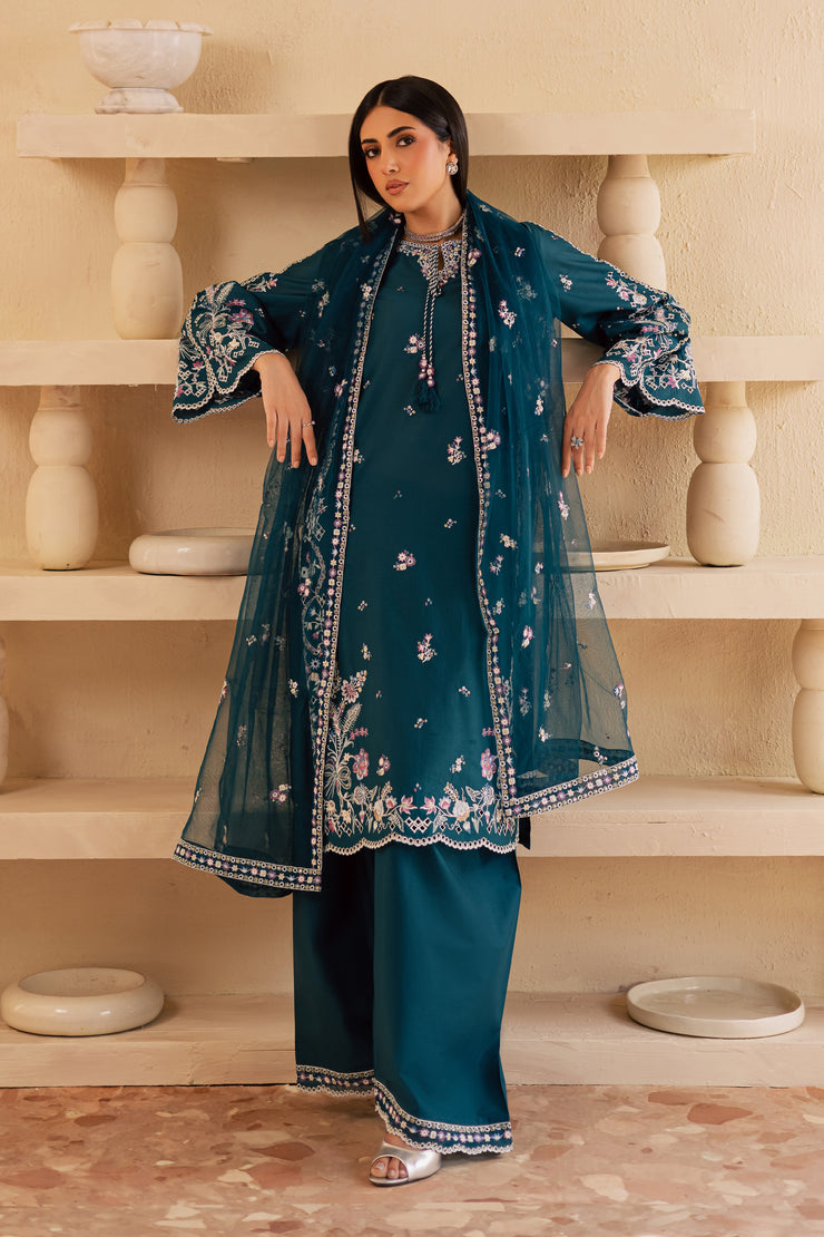 Amaan 3Pc - Embroidered Solid Dress