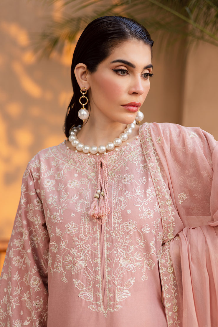 Elegant khaddar dress with embroidery