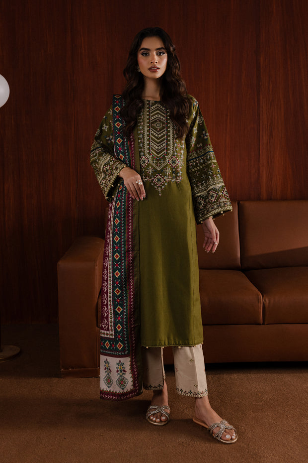 Fern Fall 3Pc - Embroidered Khaddar Dress