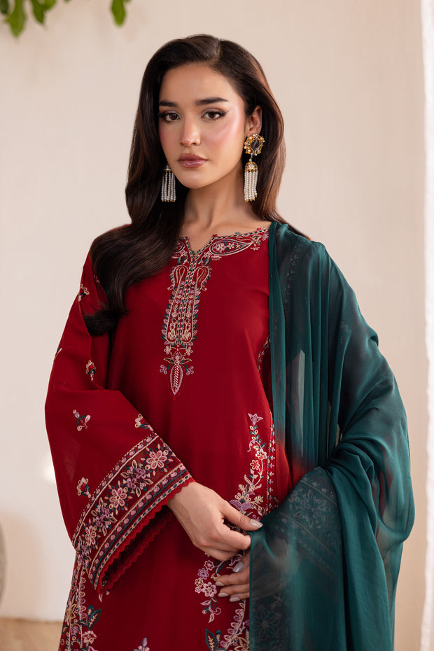 Alba 3Pc - Embroidered Solid Dress