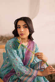 Blue Alcea 3Pc - Printed Lawn Dress