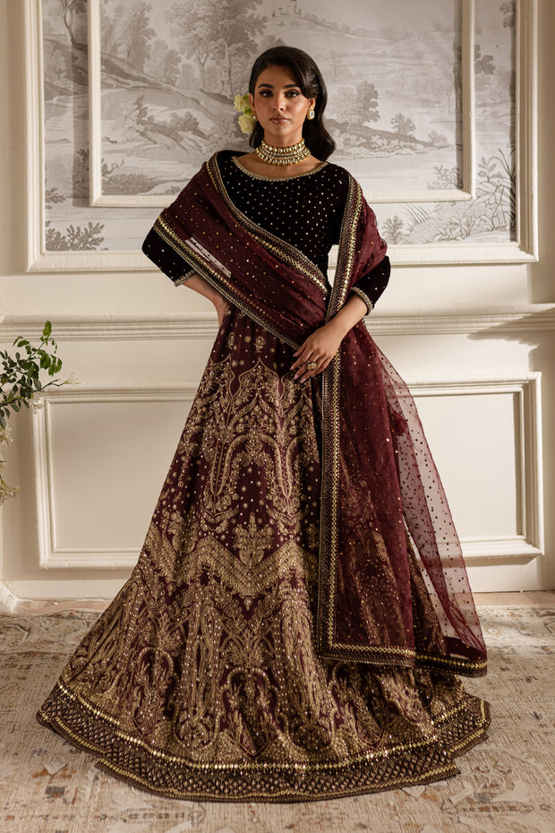 Maroon Parsa - 3Pc Formal Dress