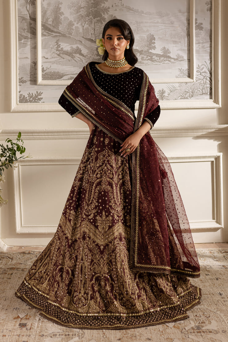 Maroon Parsa - 3Pc Formal Dress