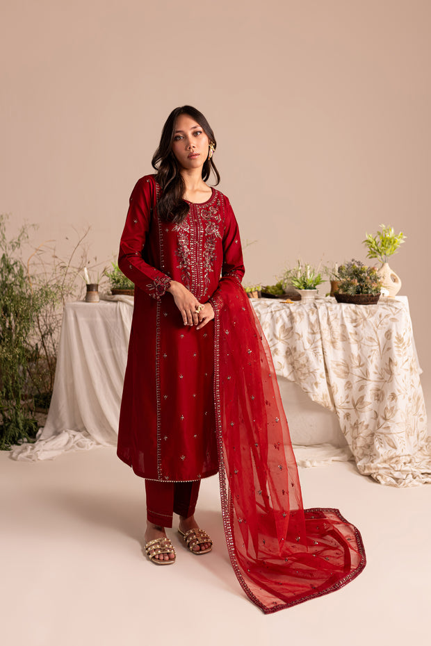 Veeha 3Pc - Embroidered Lawn Dress