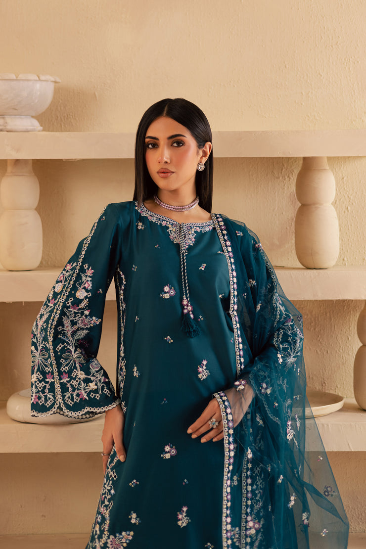 Amaan 3Pc - Embroidered Solid Dress