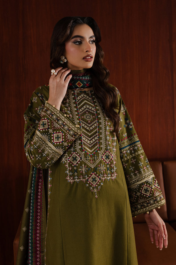 Fern Fall 3Pc - Embroidered Khaddar Dress