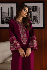 Maroon Garth 2Pc - Embroidered Khaddar Dress