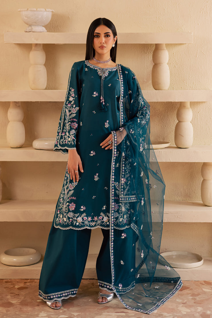 Amaan 3Pc - Embroidered Solid Dress