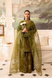 Green Gold 3Pc - Embroidered Lawn Dress