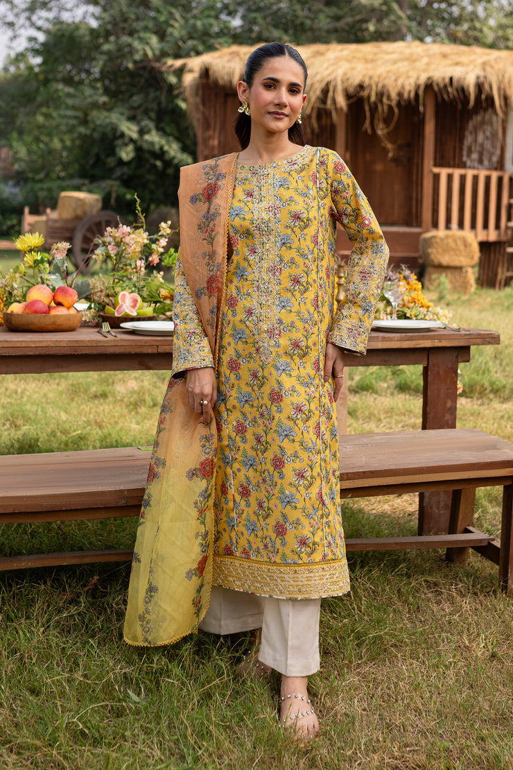 Florence 3Pc - Printed Khaddar Dress