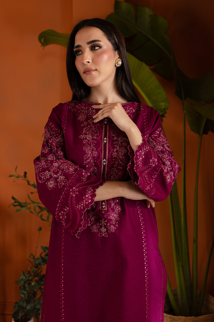 Magenta Luna 2Pc - Embroidered Khaddar Dress