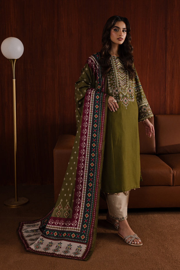 Fern Fall 3Pc - Embroidered Khaddar Dress