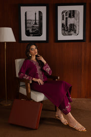 Maroon Garth 2Pc - Embroidered Khaddar Dress