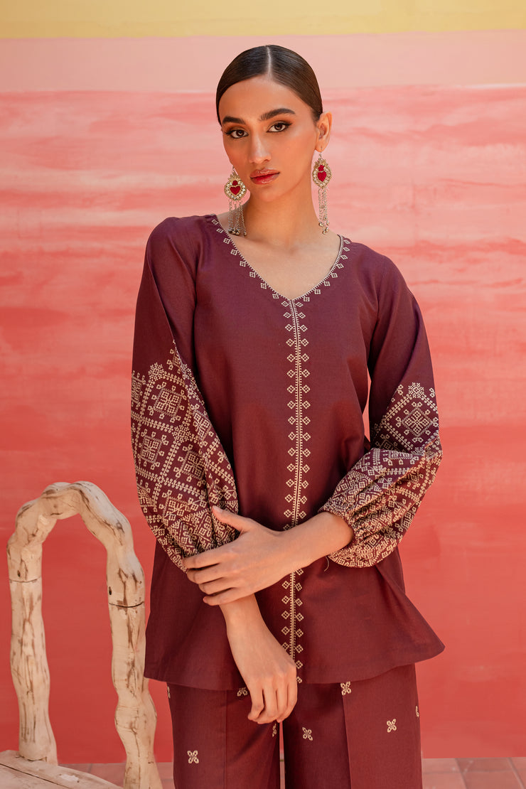 Cora Line 2Pc - Embroidered Khaddar Dress