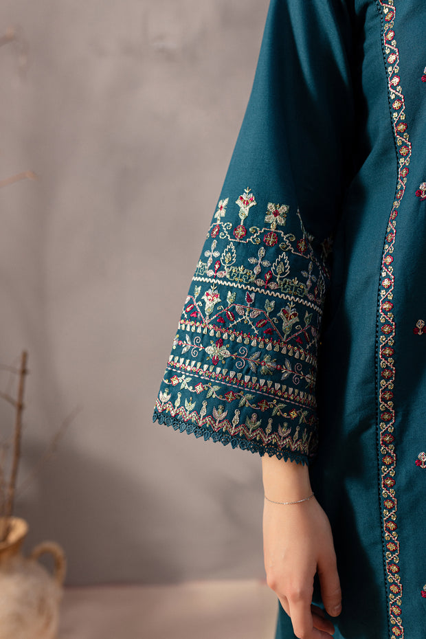 Blue Pearl 2Pc - Embroidered Khaddar Dress