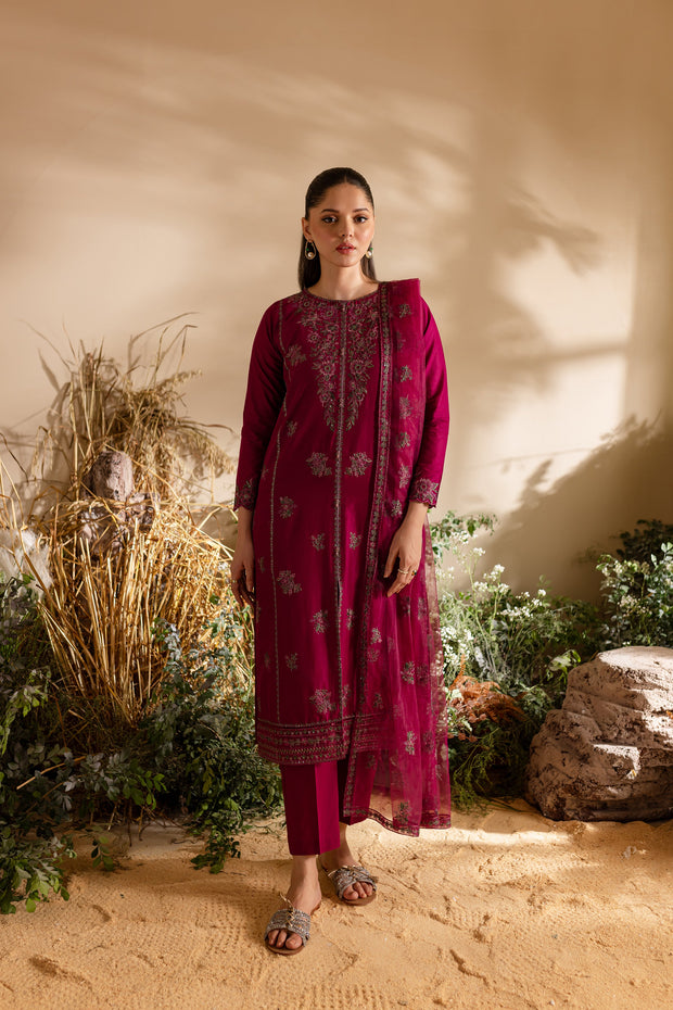 Rosecrest 3Pc - Embroidered Lawn Dress