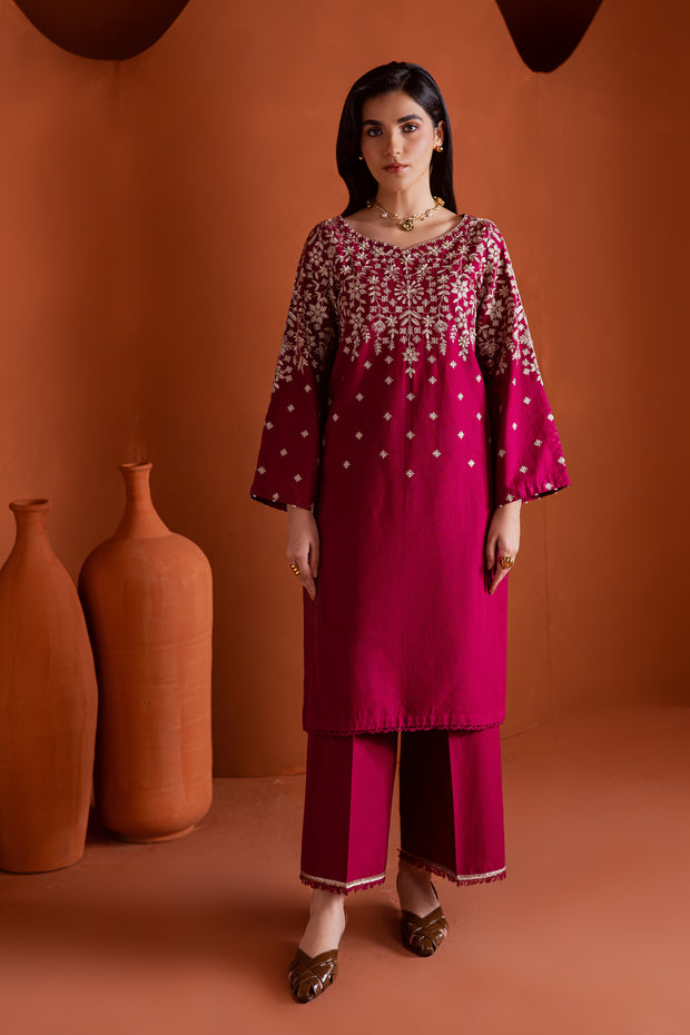 Cherry on top 2Pc - Embroidered Khaddar Dress