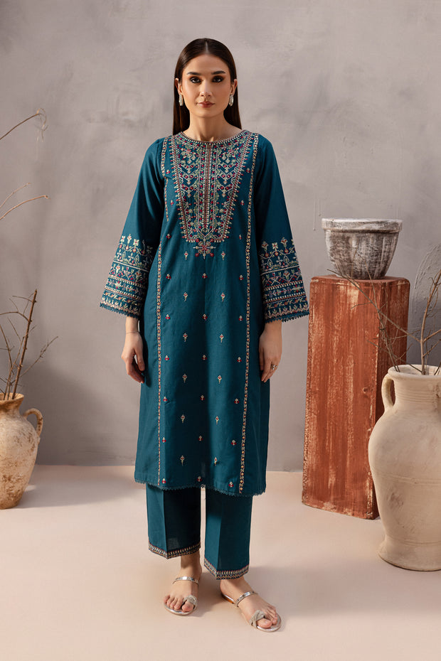 Blue Pearl 2Pc - Embroidered Khaddar Dress