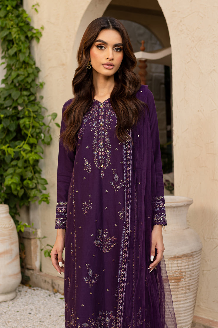 Mal 3Pc - Embroidered Khaddar Dress