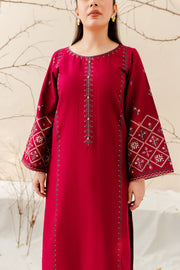 Deep Pink 2Pc - Embroidered Khaddar Dress