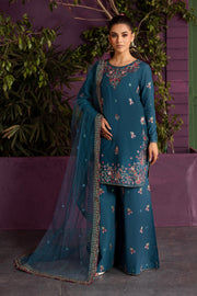 Eshmaal 3Pc - Embroidered Solid Dress