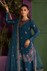 Eshmaal 3Pc - Embroidered Solid Dress