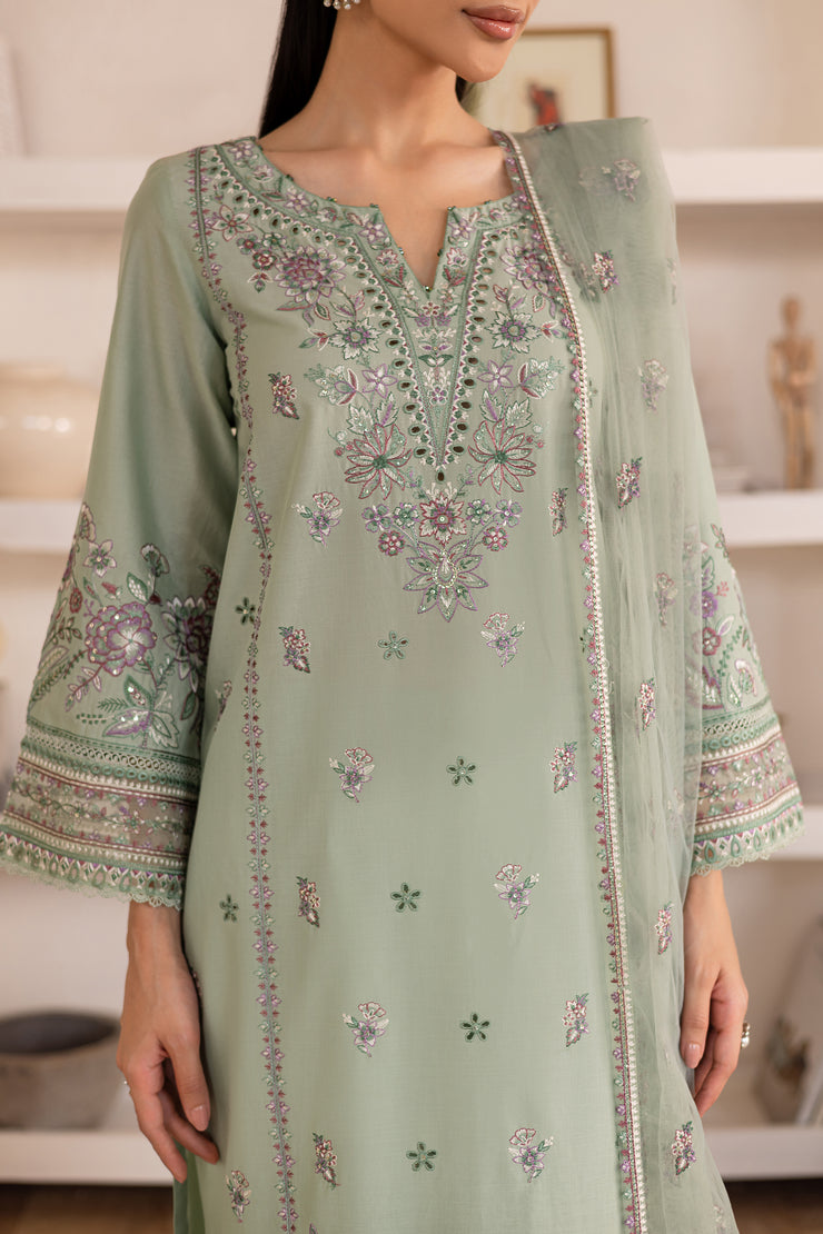 Arzou 3Pc - Embroidered Solid Dress