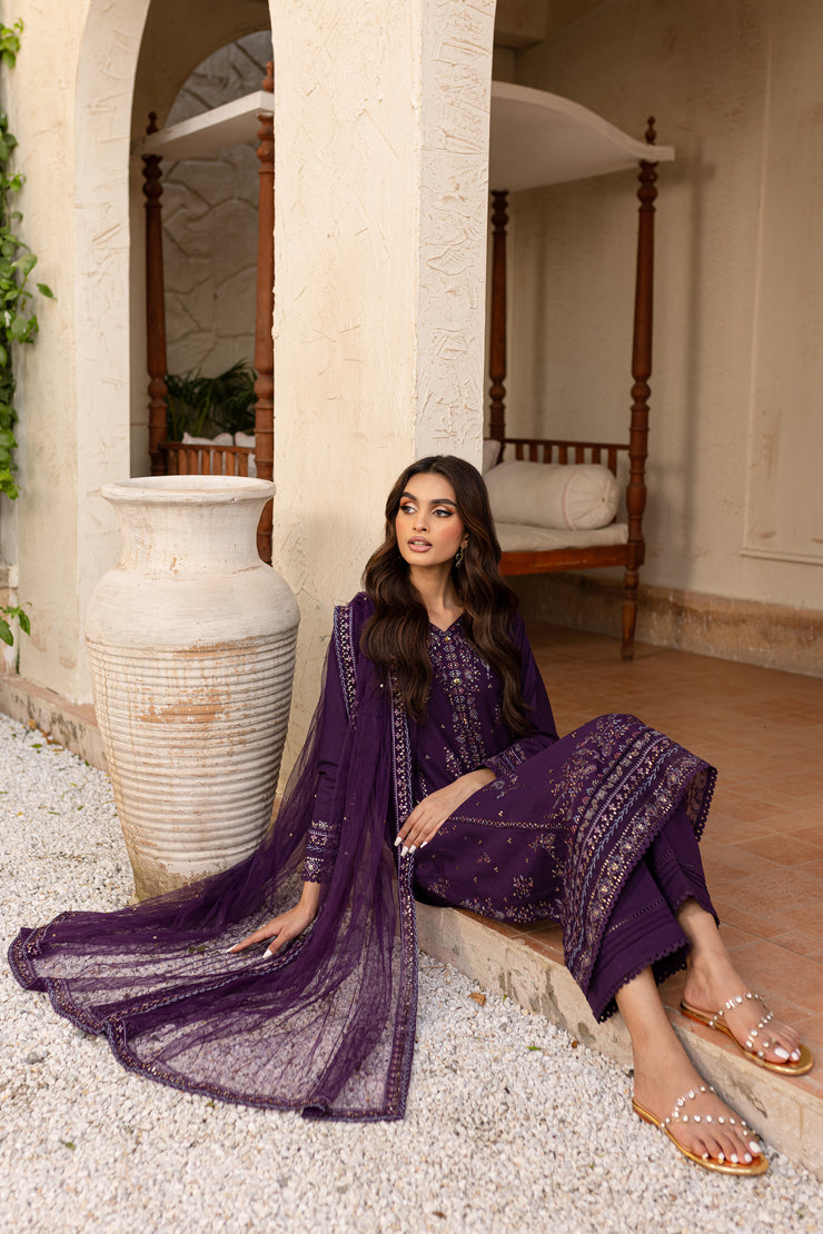 Mal 3Pc - Embroidered Khaddar Dress