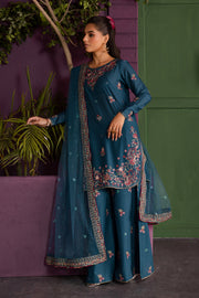 Eshmaal 3Pc - Embroidered Solid Dress